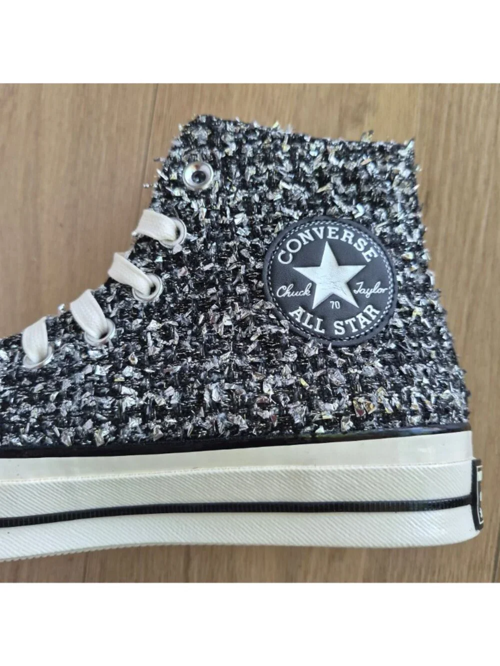 ⭐Converse Chuck 70 Hi Metallic Tweed Sz 7.5 Women's shoes Sneakers Black A14442C